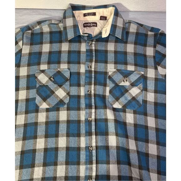 Vintage Northwest Territory Flannel Shirt Mens XLT Blue Gray Check Acrylic - Picture 4 of 9